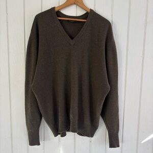 100% Cashmere Sweater 4-6 Ply V-Neck Mens XL